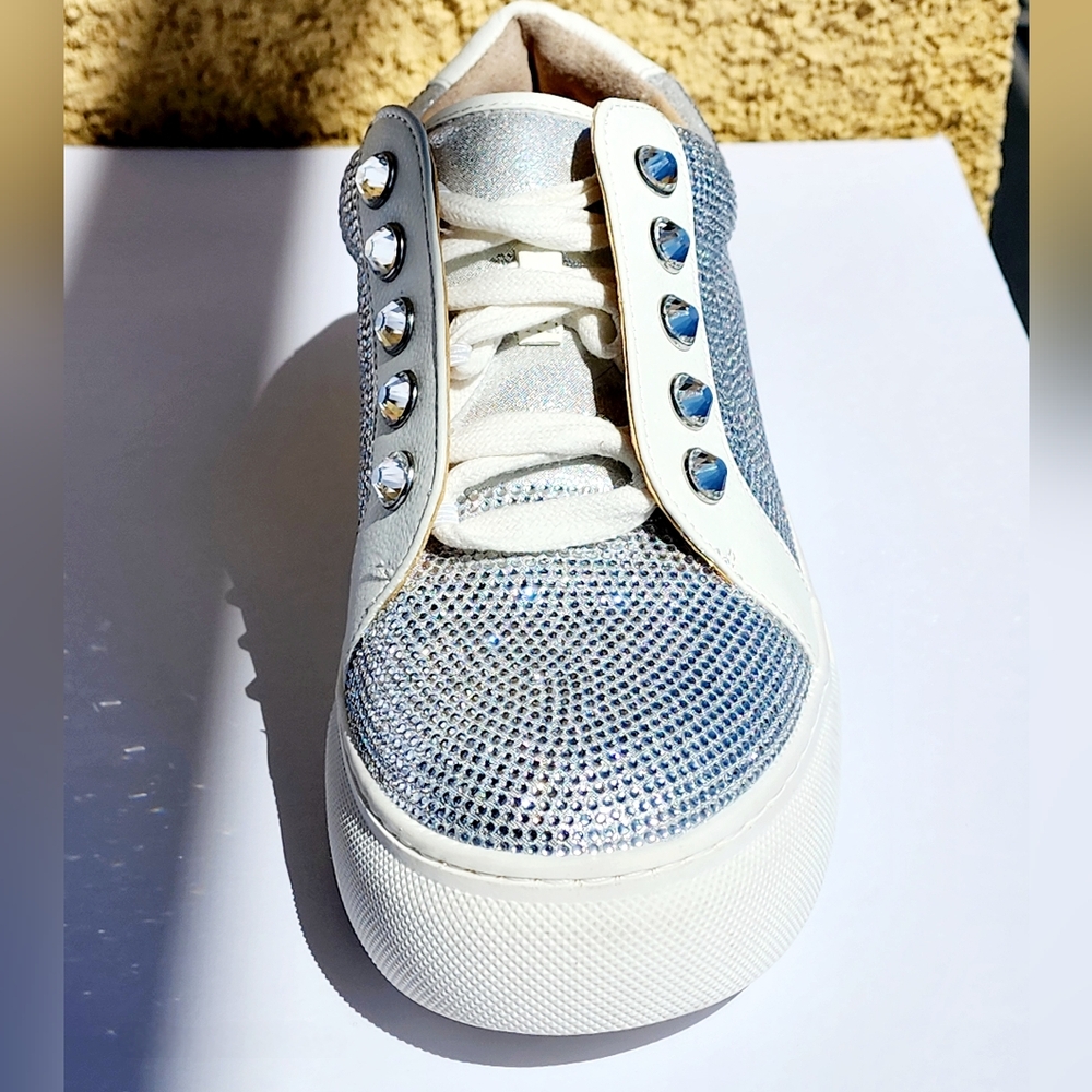 Alex Marie Women's Rhinestone Embellished Shimmer Fabric Platform Sneaker Size 6 - Picture 8 of 12